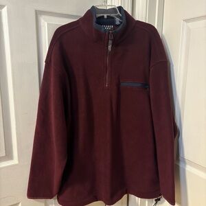 Trader Bay Y2K Vintage Men's Maroon Fleece Zip-Up Sweater Size Large